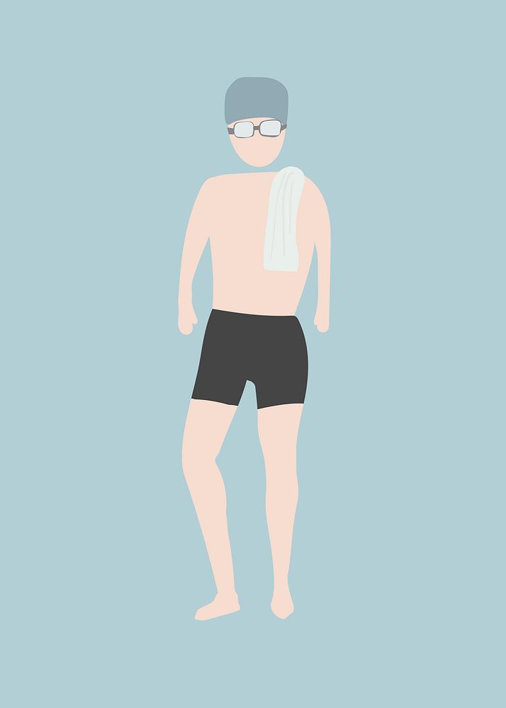 Professional swimmer clipart, male athlete, character illustration psd