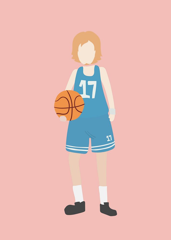 Basketball player clipart, male athlete, character illustration