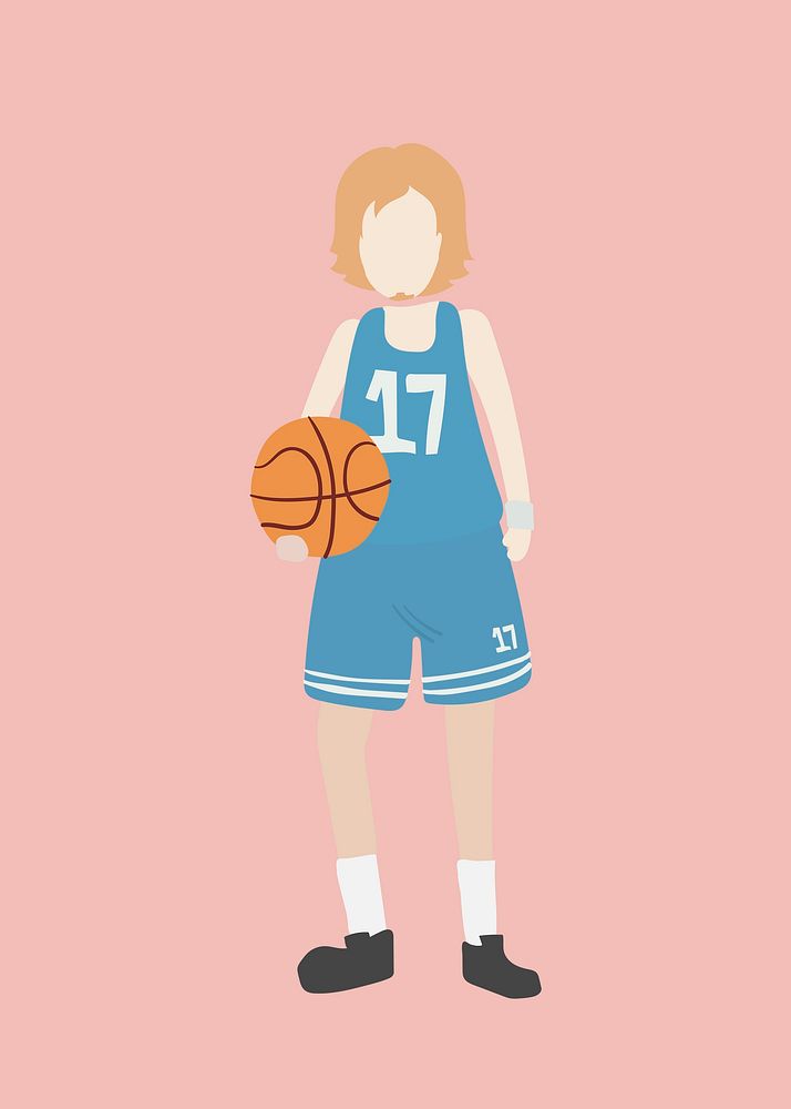 Basketball player clipart, athlete, character illustration psd