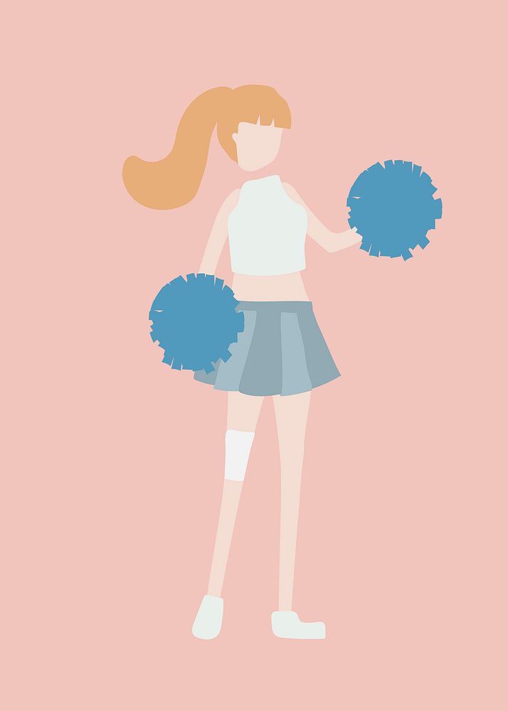 Cute cheerleader clipart, sports, character illustration