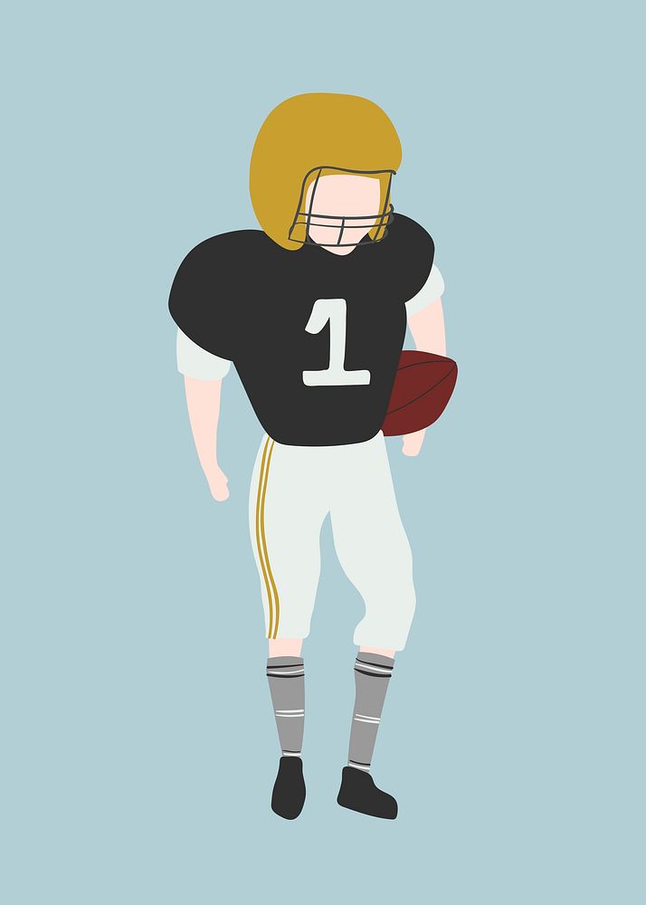 American football player clipart, sports, character illustration psd