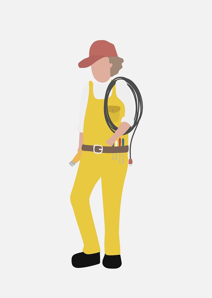 Electrician worker clipart, technician, job | Premium PSD Illustration