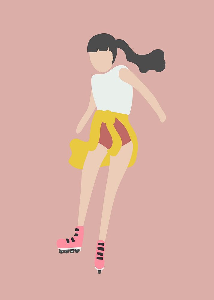 Roller skater clipart, female athlete, character illustration vector