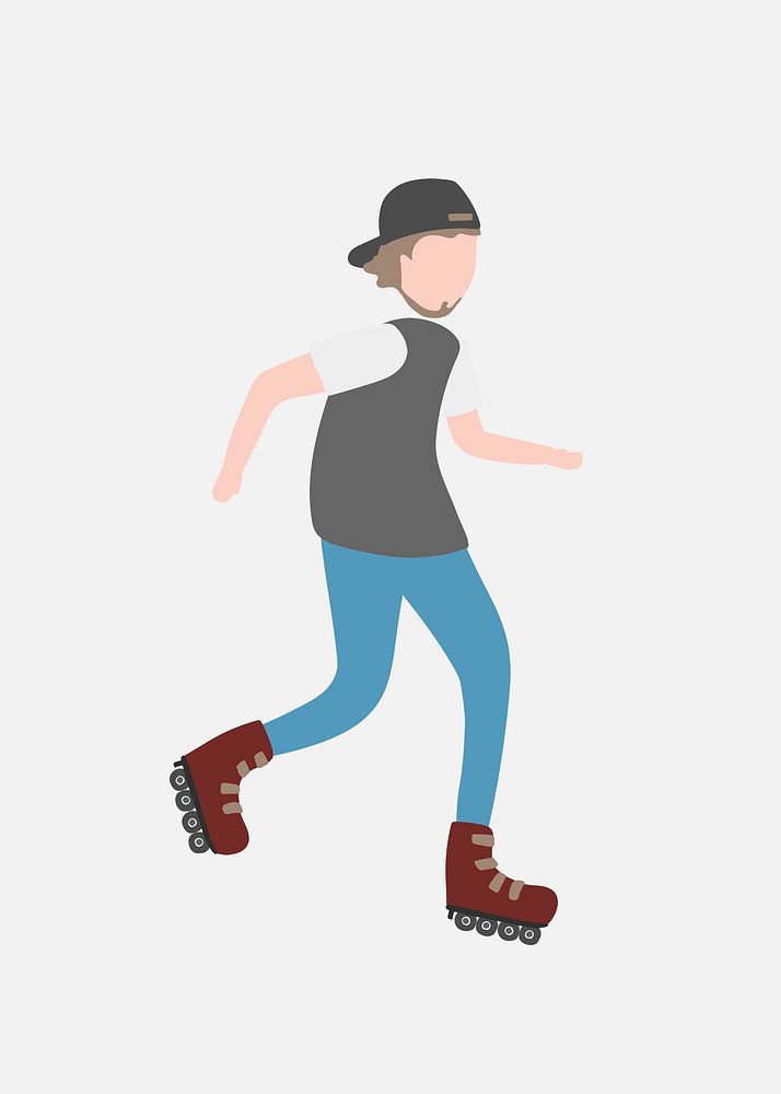Roller skater clipart, male athlete, character illustration