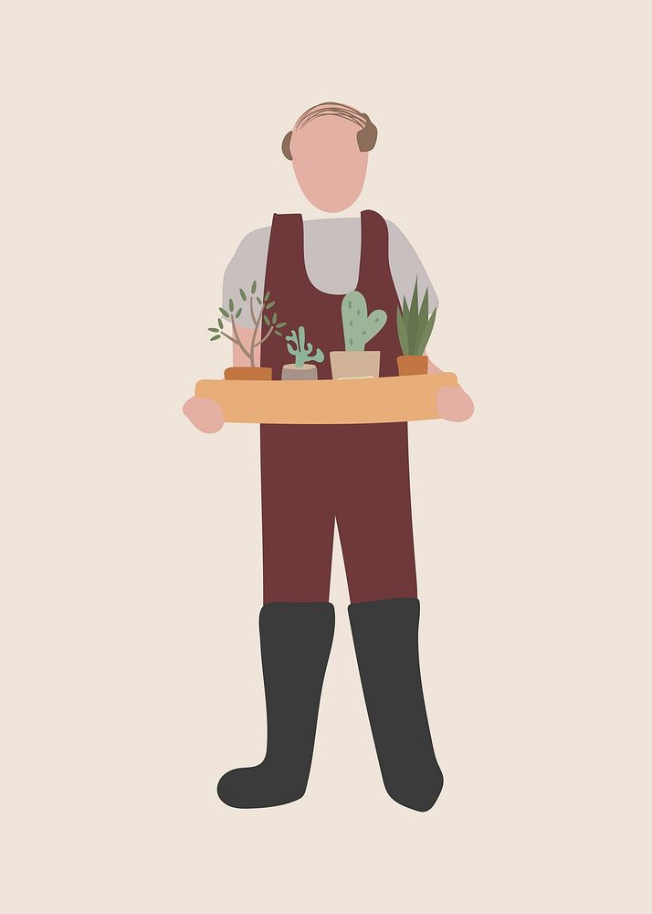 Gardener clipart, occupation character illustration