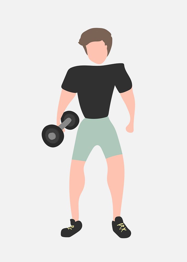 Man working out clipart, weight training, fitness illustration vector