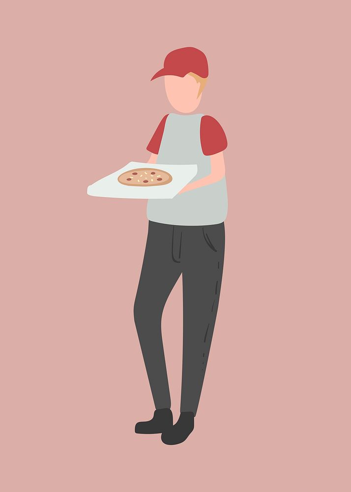 Pizza delivery man clipart, job illustration vector