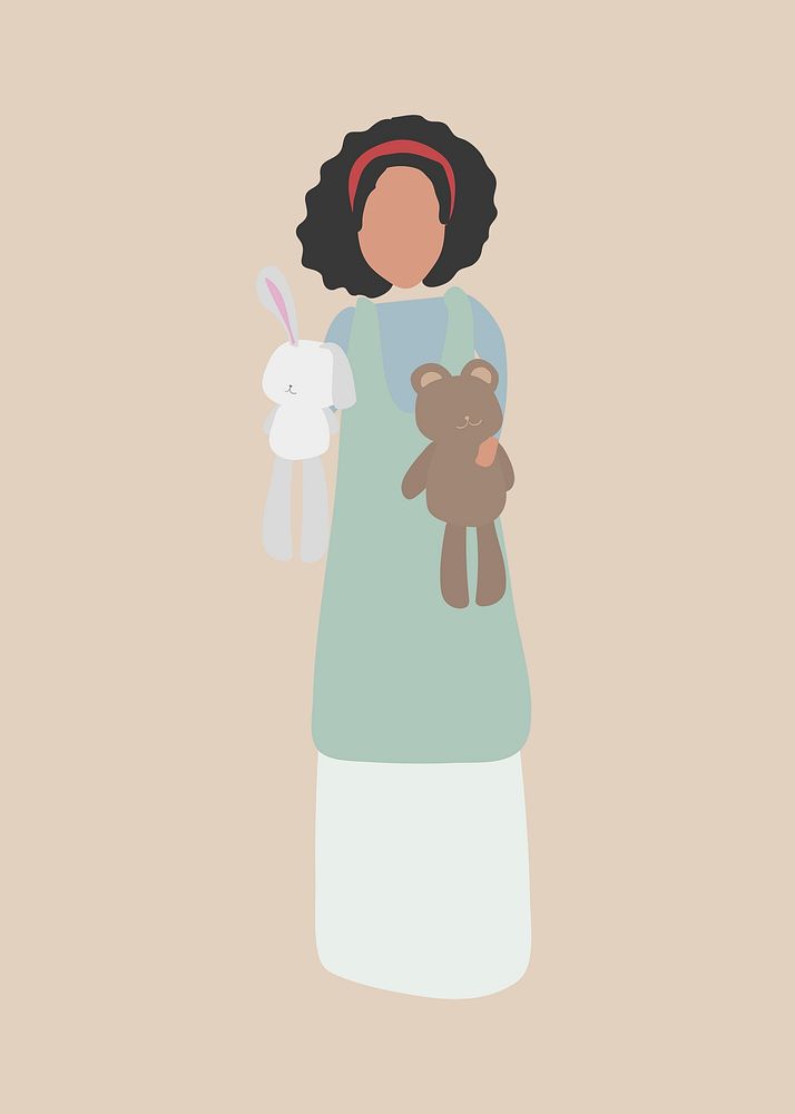 Mother holding plush toy clipart, character illustration vector