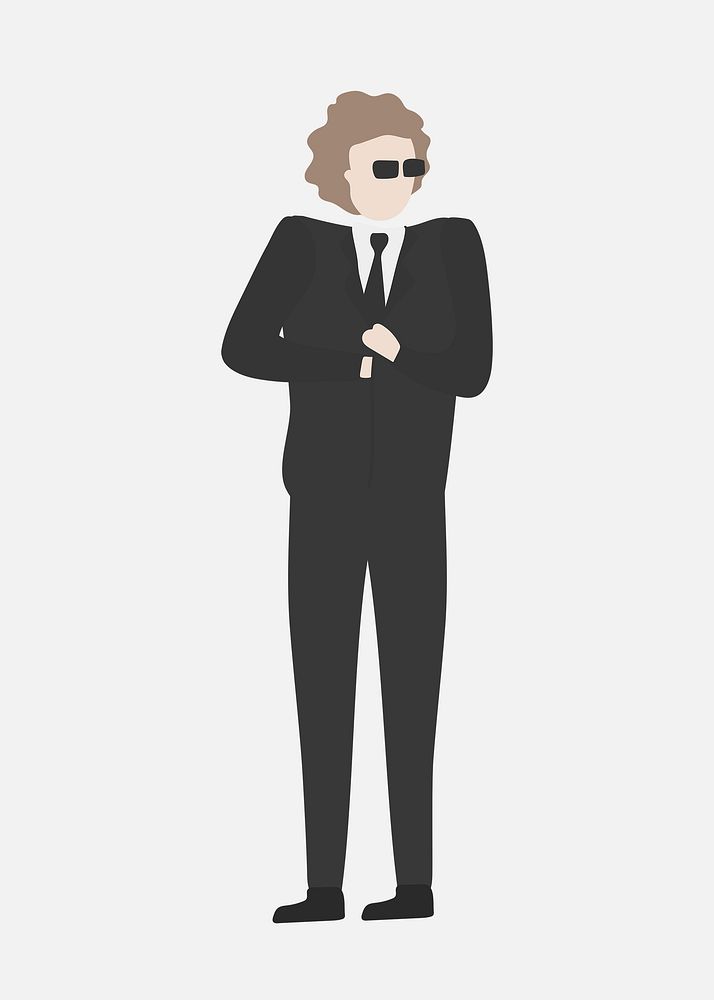 Body guard clipart, man in suit, job, character illustration vector