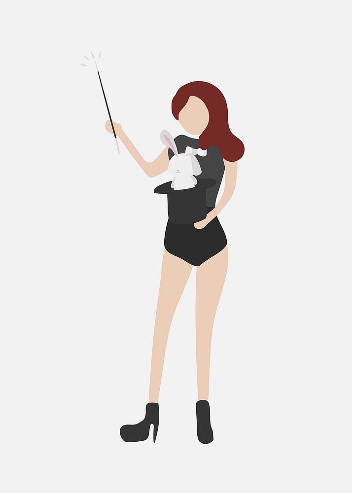 Magician assistant clipart, entertainment job illustration vector