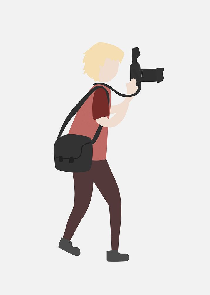 Male paparazzi clipart, entertainment industry job cartoon