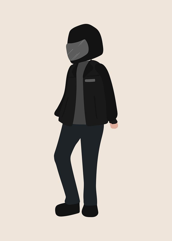 Man wearing helmet clipart, biker lifestyle illustration vector