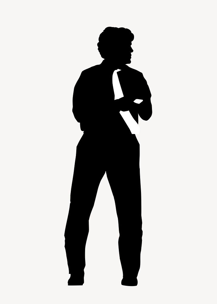 Businessman texting silhouette clipart vector