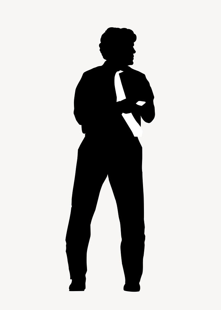 Businessman texting silhouette clipart psd