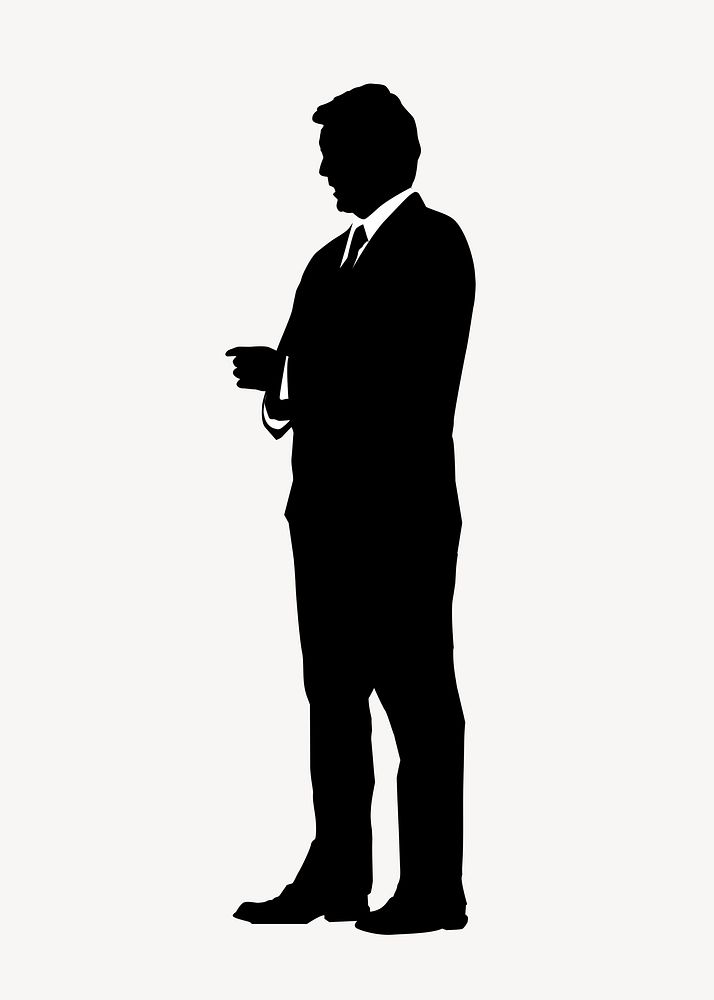 Businessman buttoning cufflinks silhouette clipart psd