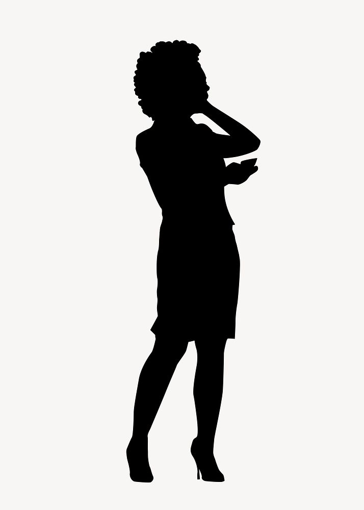 Businesswoman with phone silhouette sticker psd