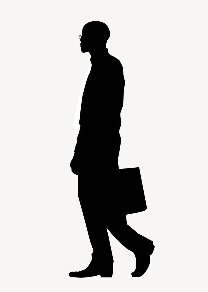 Business holding briefcase silhouette, walking gesture