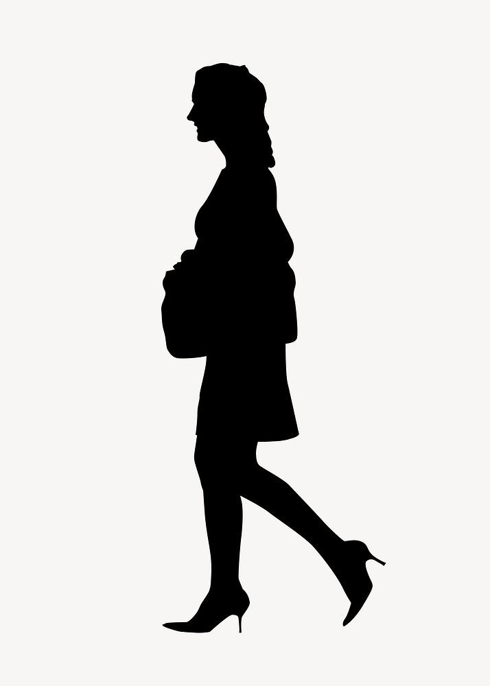 Businesswoman silhouette, walking in heels psd