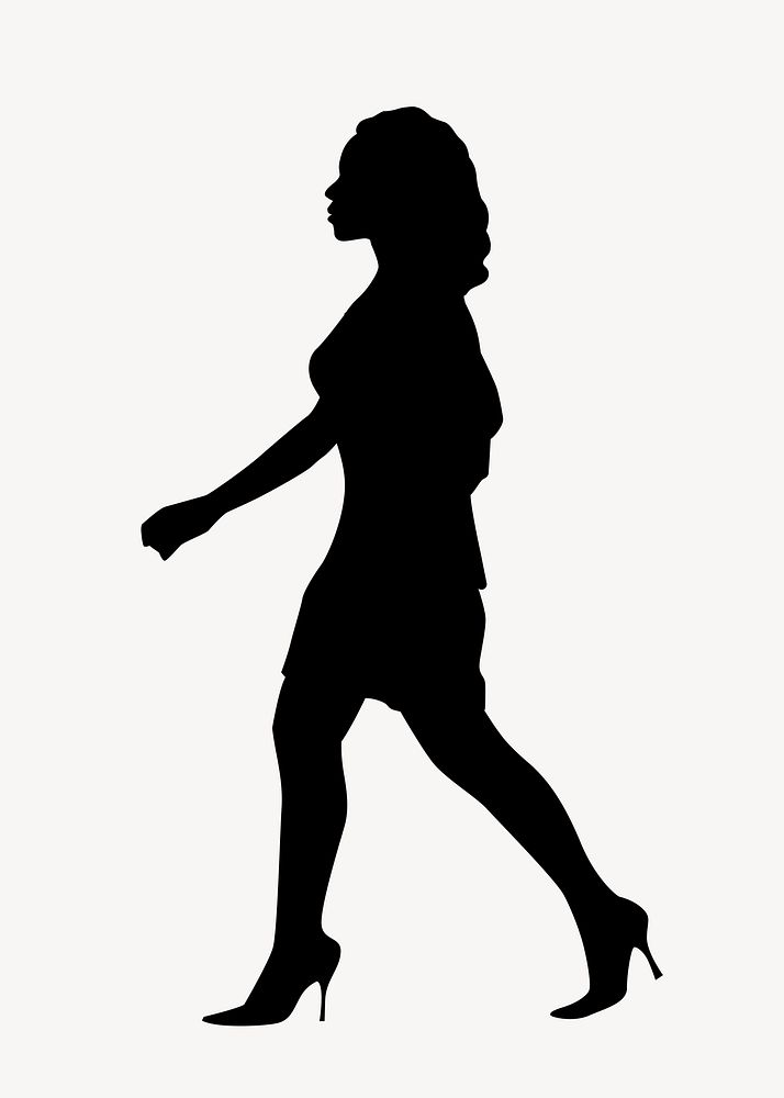 Businesswoman silhouette, walking in heels vector