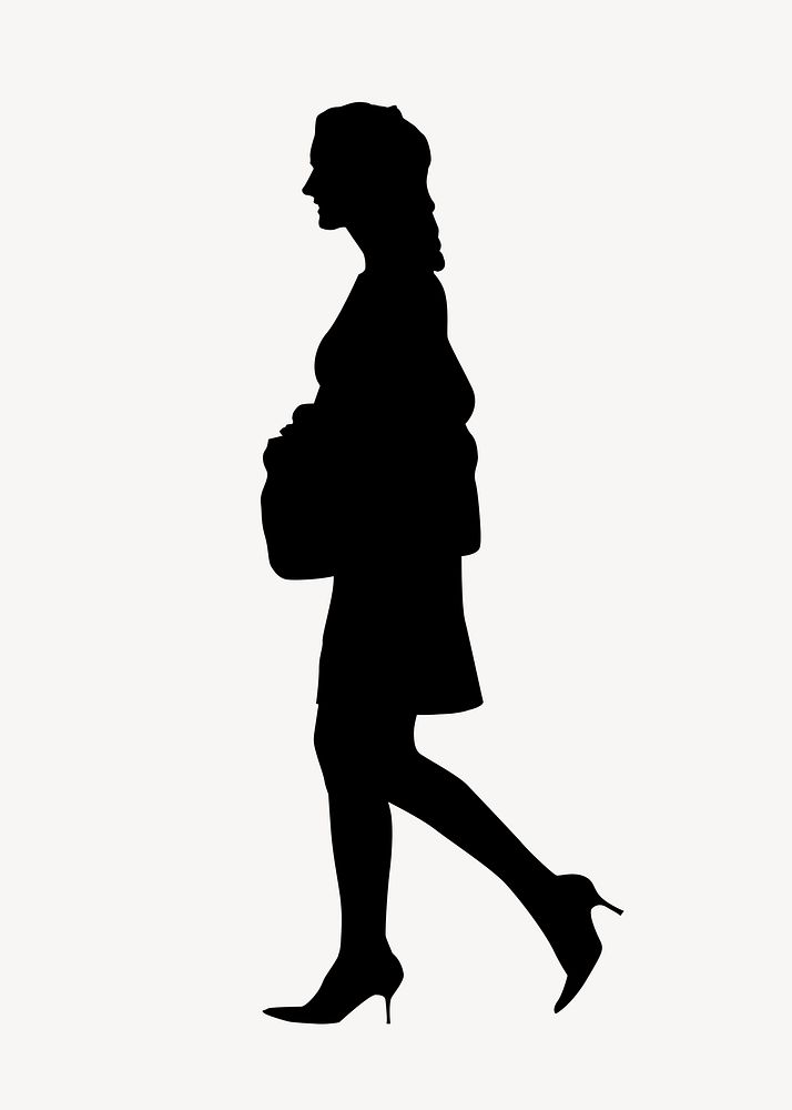 Businesswoman silhouette, walking in heels, black design