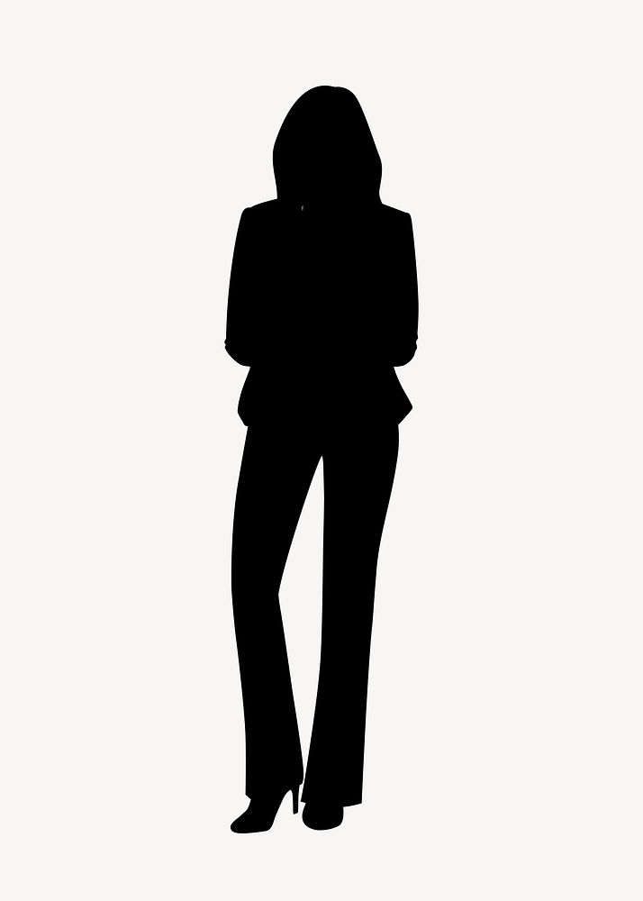 Businesswoman wearing suit silhouette, confident posture vector