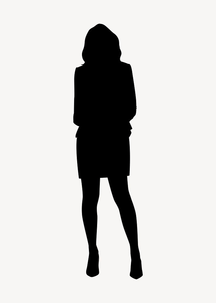Businesswoman standing silhouette sticker, crossing arms gesture psd