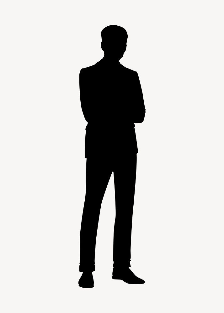 Businessman crossing arms silhouette sticker psd