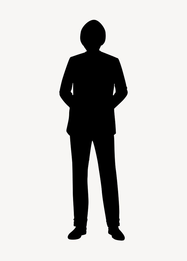 Businessman standing silhouette, body posture in black