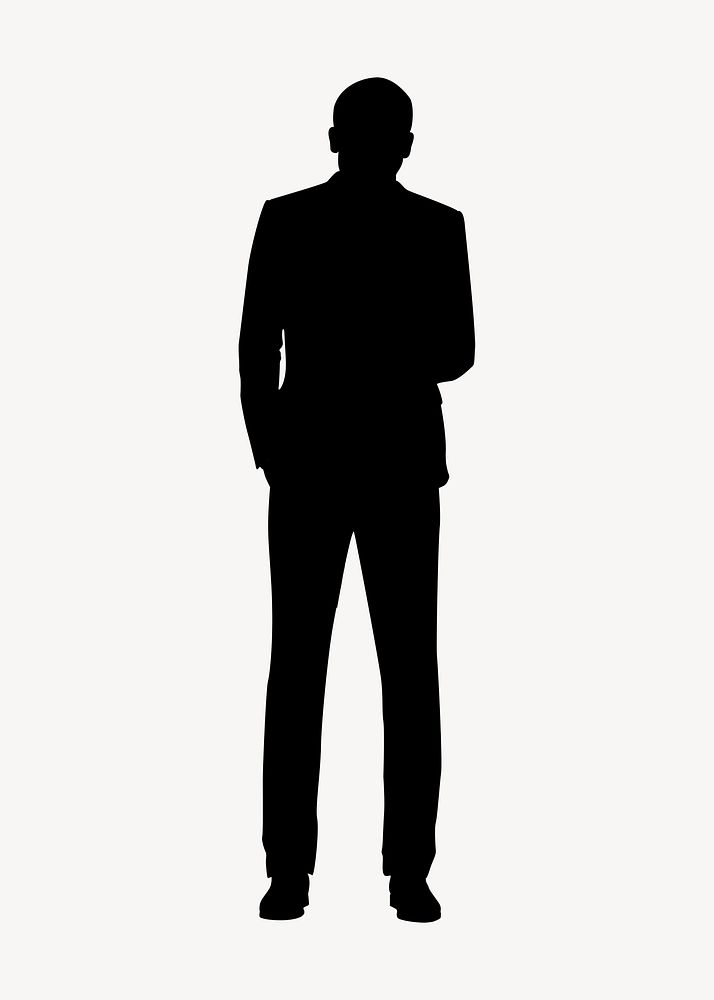 Businessman silhouette, hand in pocket gesture psd