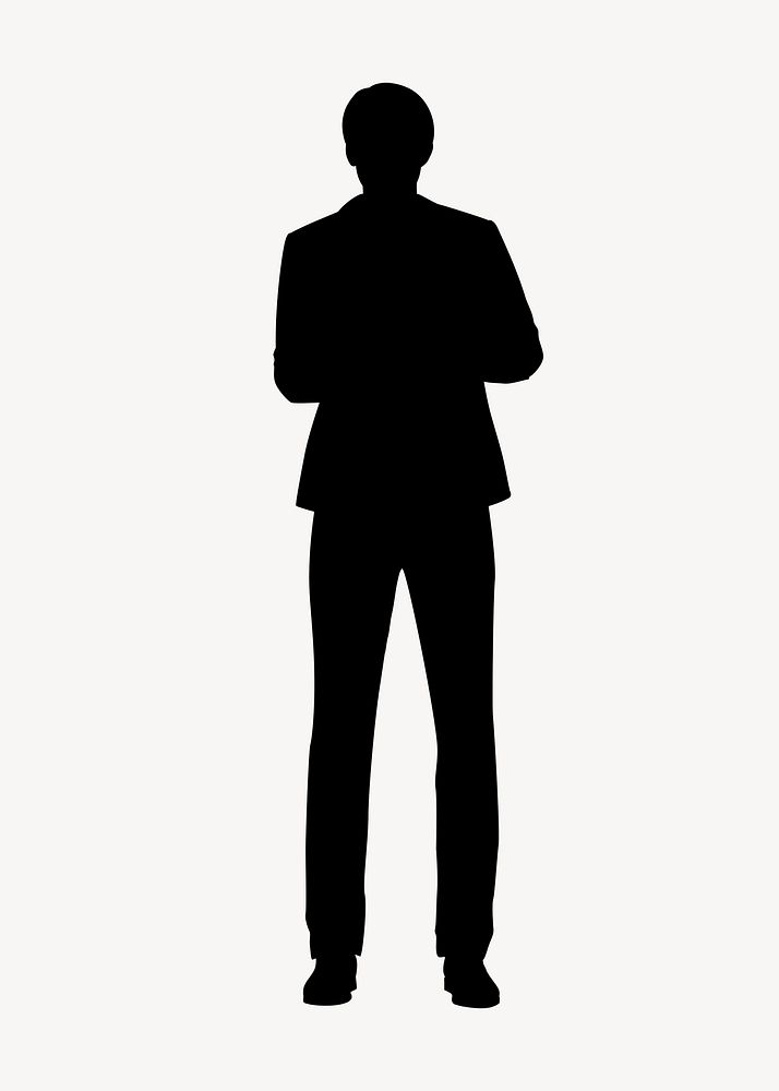 Businessman crossing arms silhouette sticker psd