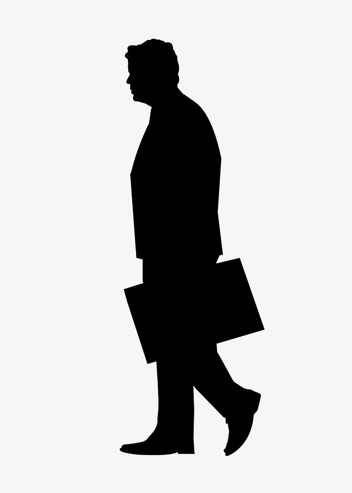 Business holding briefcase silhouette, walking gesture