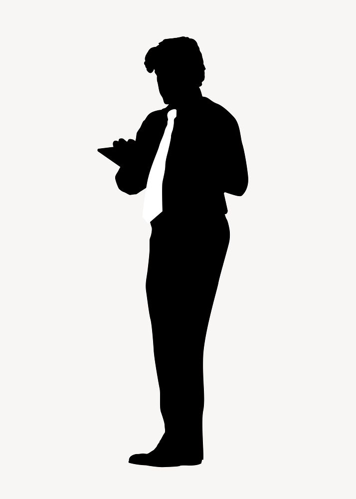 Businessman using tablet silhouette clipart psd