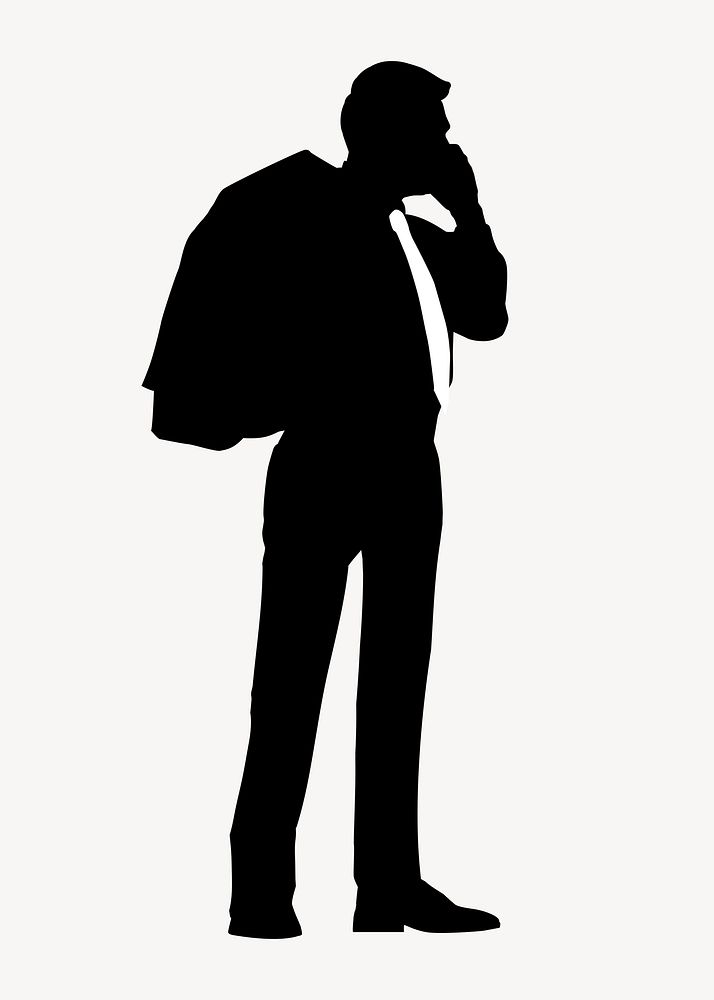 Businessman silhouette sticker, phone call gesture psd