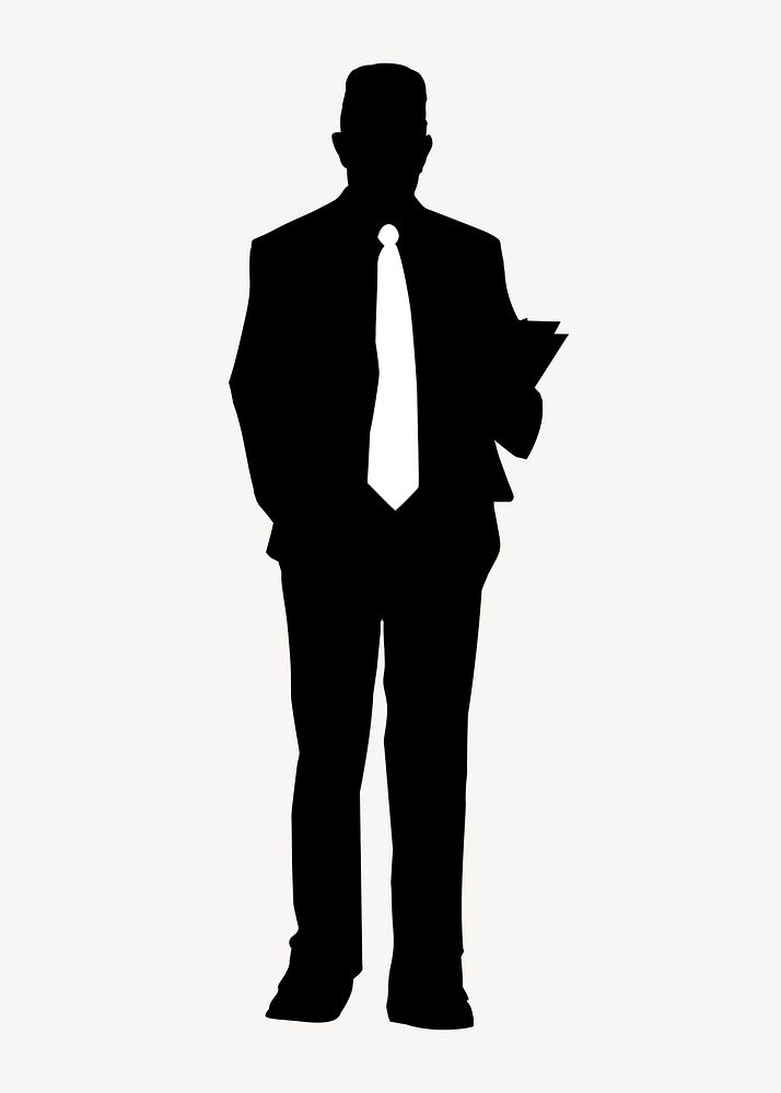 Businessman holding document silhouette clipart