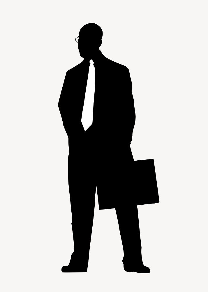 Businessman holding briefcase silhouette sticker psd