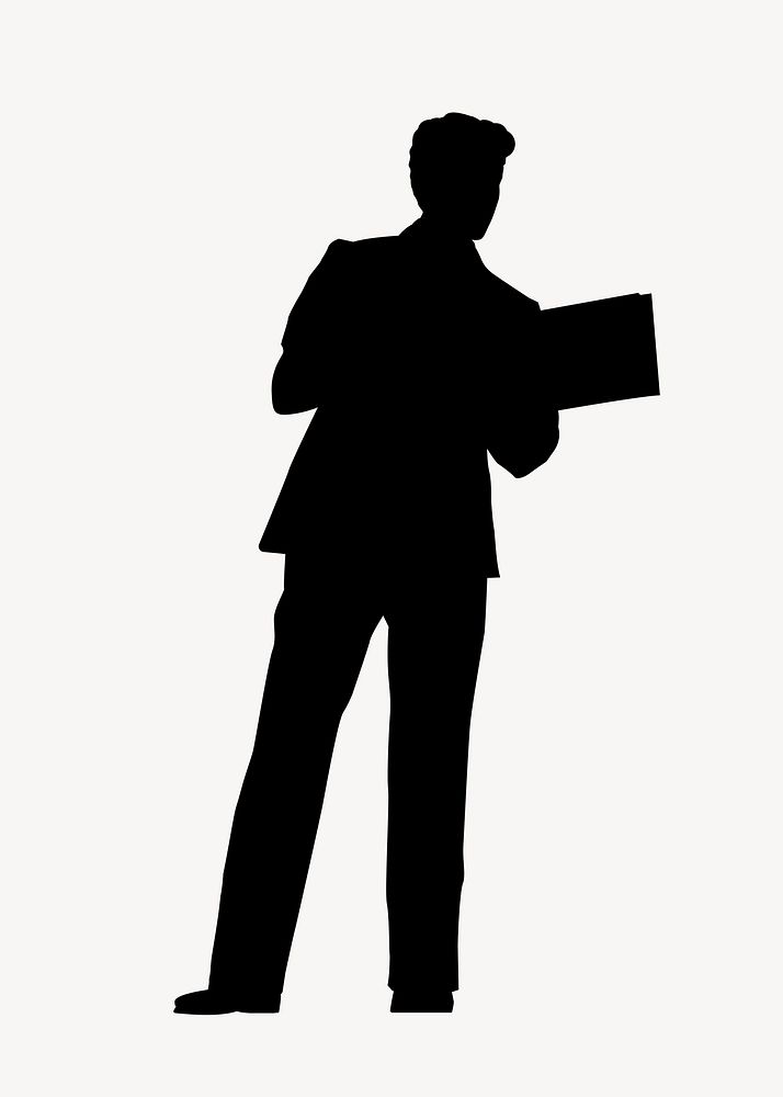 Businessman holding document silhouette sticker psd