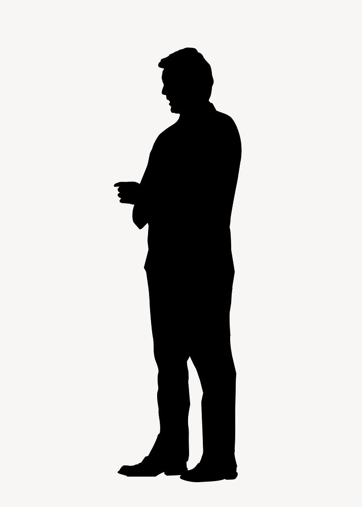 Businessman buttoning cufflinks silhouette clipart vector