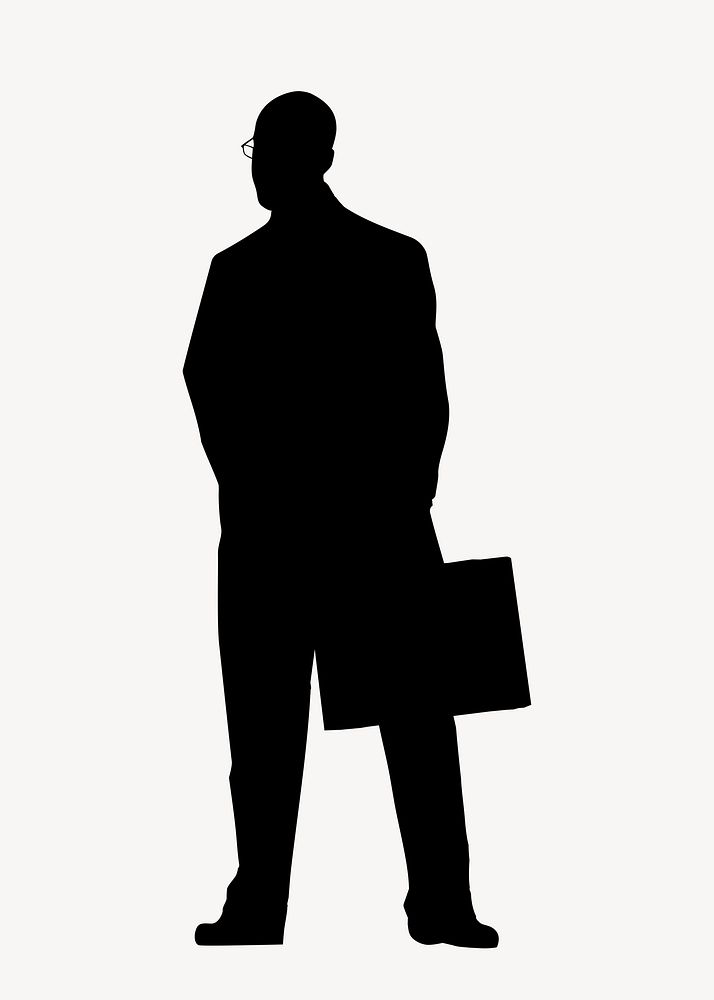 Businessman holding briefcase silhouette clipart