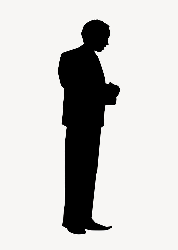 Businessman standing silhouette, body posture in black