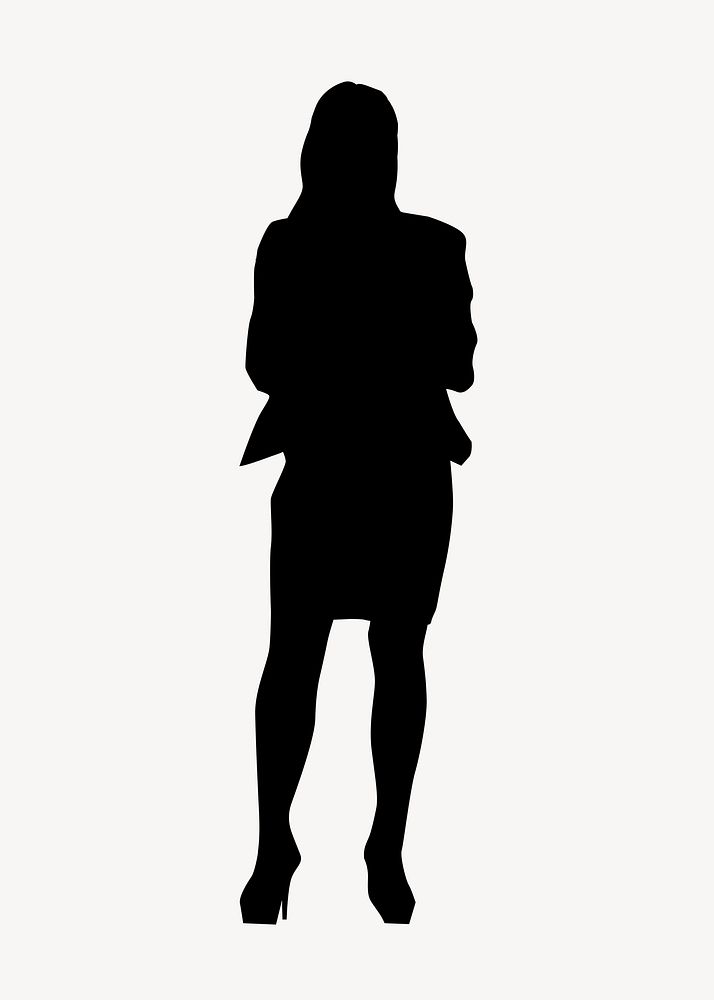 Businesswoman crossing arms silhouette sticker, standing gesture vector