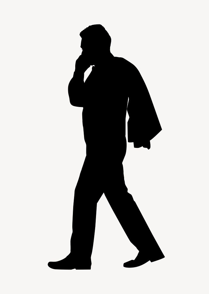 Businessman with phone silhouette sticker, business discussion vector