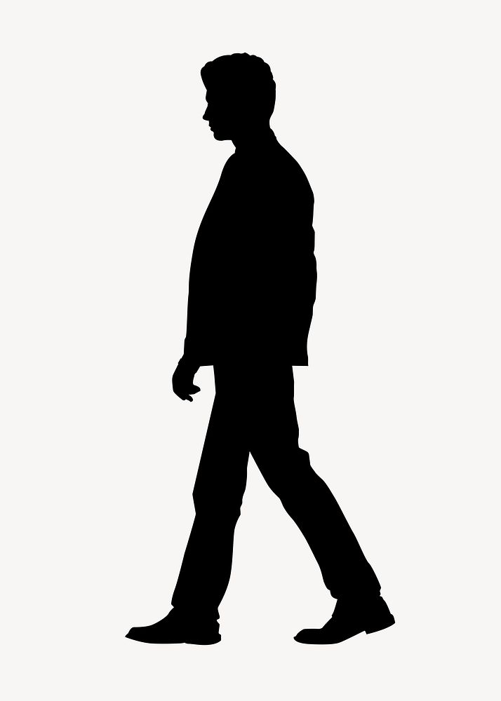 Man silhouette clipart, walking gesture in black design
