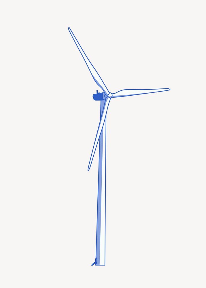 Wind turbine drawing, renewable energy illustration psd. Free public domain CC0 image.