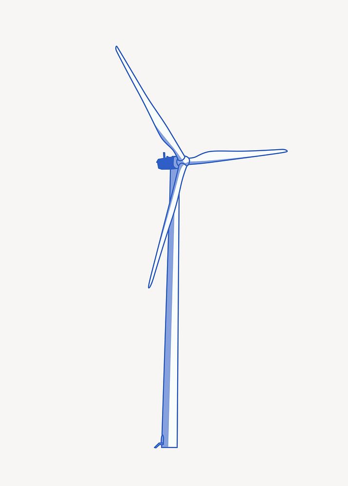 Wind turbine clipart, renewable energy illustration vector. Free public domain CC0 image.