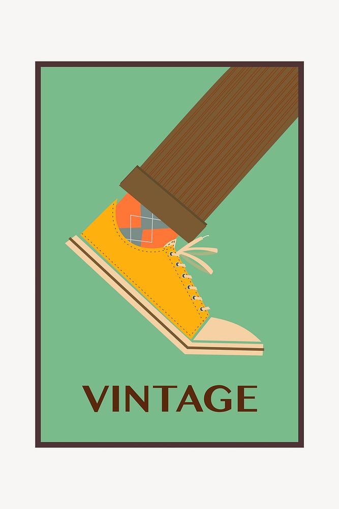 Vintage shoe poster background, fashion illustration vector. Free public domain CC0 image.