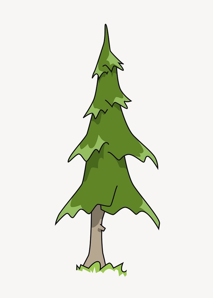 Pine tree clipart, cartoon illustration. Free public domain CC0 image.
