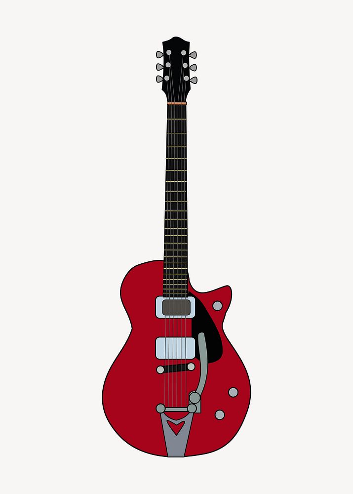 Electric guitar clip art color illustration. Free public domain CC0 image.