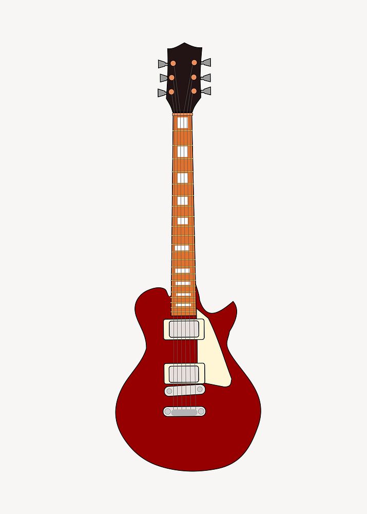 Electric guitar clip art color illustration. Free public domain CC0 image.