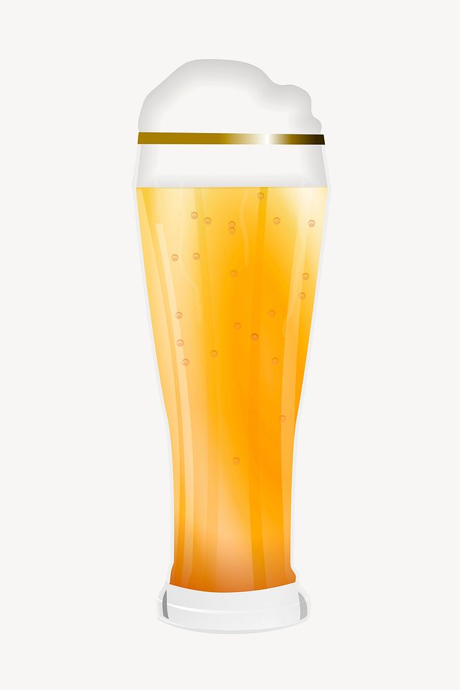 Beer glass clip art color illustration. Free public domain CC0 image.