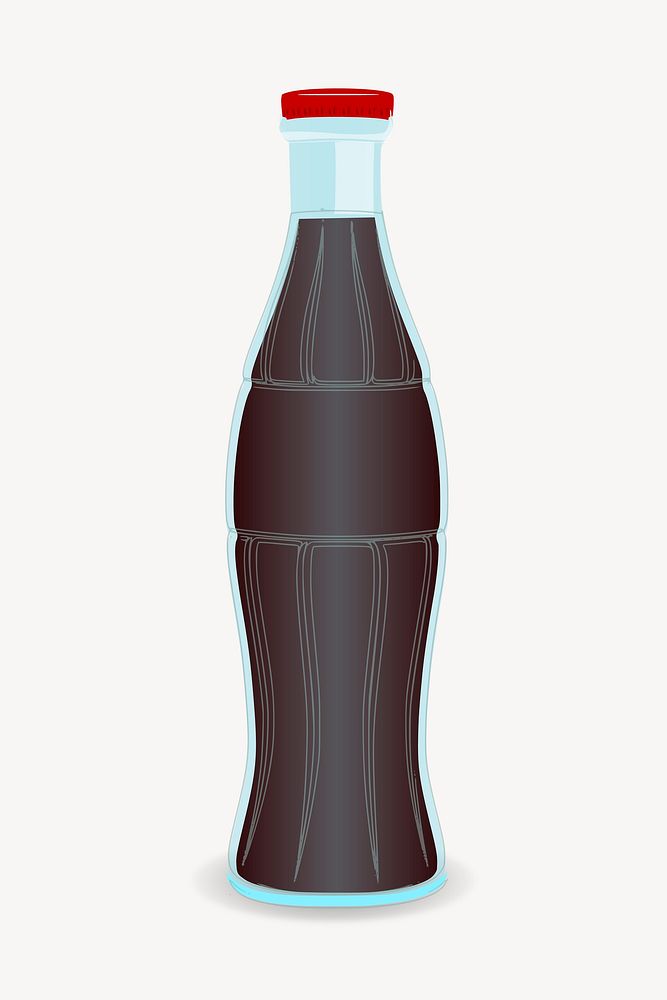 Cola bottle clip art color illustration. Free public domain CC0 image.